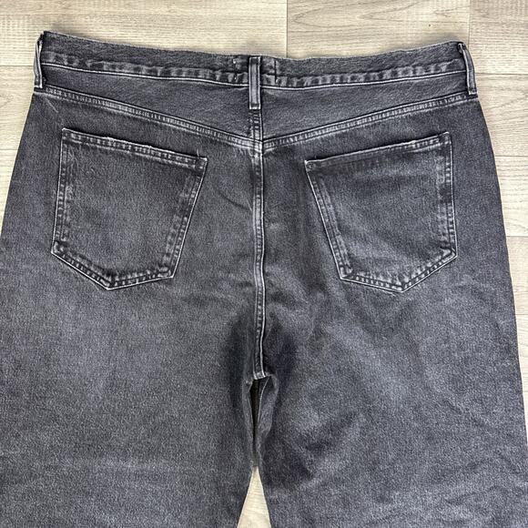 AGOLDE Low Slung Baggy Wide Leg Jeans Button Fly Black Wash sz 34 - Picture 8 of 8